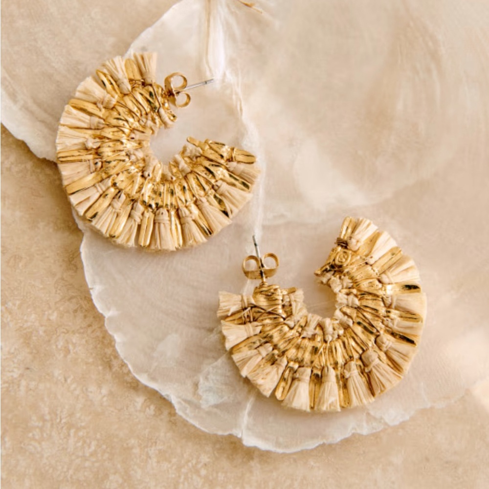 Sezane Mathis Anneaux Gold Fan Statement Earrings